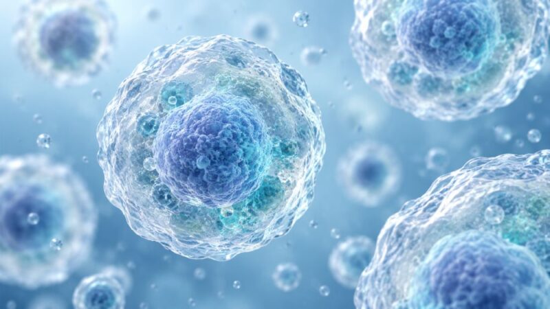 Mikroskopska ilustracija hematopoetskih matičnih ćelija iz krvi pupčane vrpce.